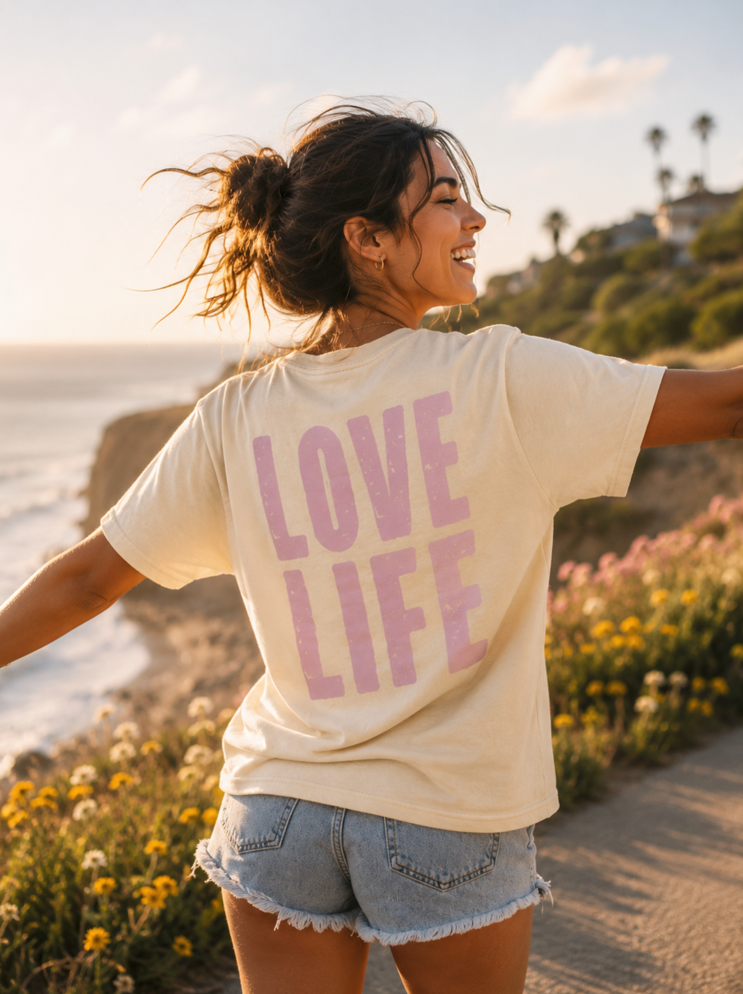 LOVE LIFE - Large Back Print - Women's Heavyweight Tee