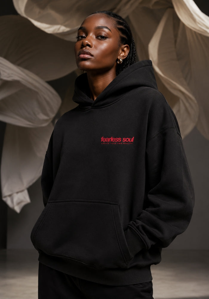 Fearless Soul 004 - Oversized Heavyweight Hoodie - Red Print