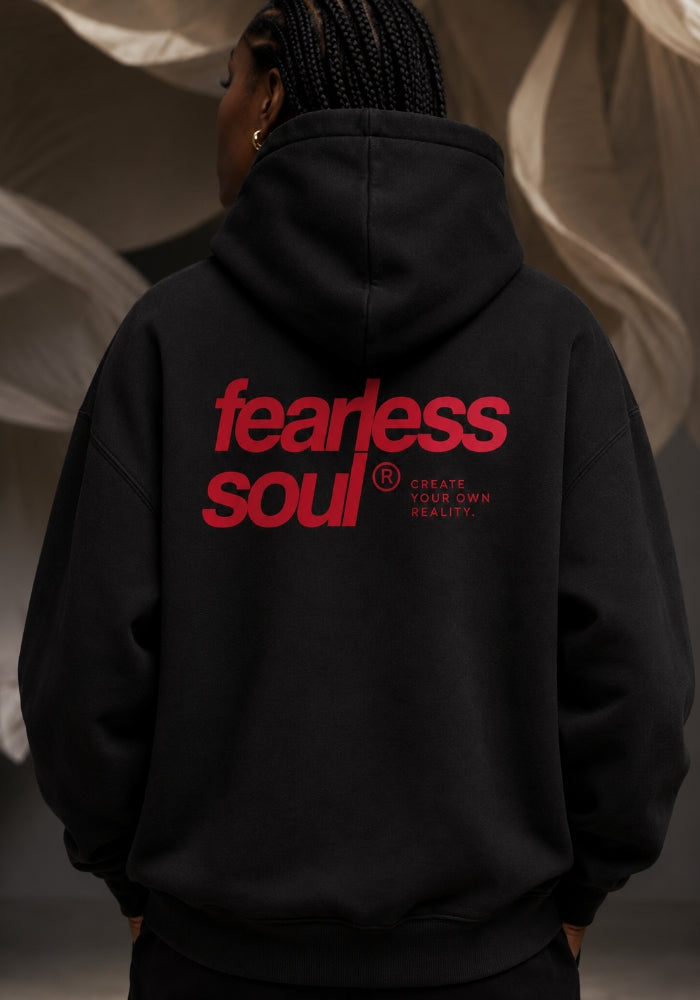 Fearless Soul 004 - Oversized Heavyweight Hoodie - Red Print