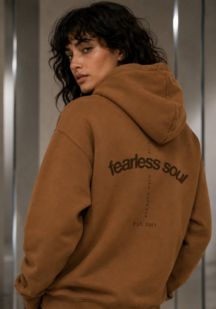 Fearless Soul (Live With Purpose) Oversized Heavyweight Hoodie - Chocolate Print