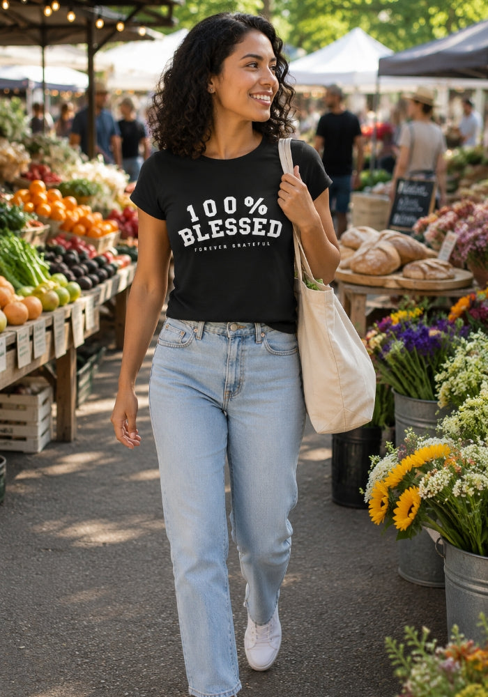 100% Blessed and Forever Grateful - Women’s Softstyle T-shirt