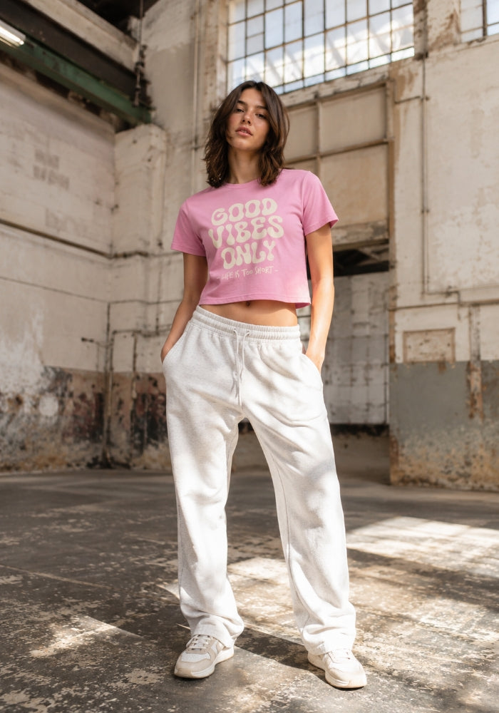 GOOD VIBES ONLY (Life is Too Short) Women’s crop top