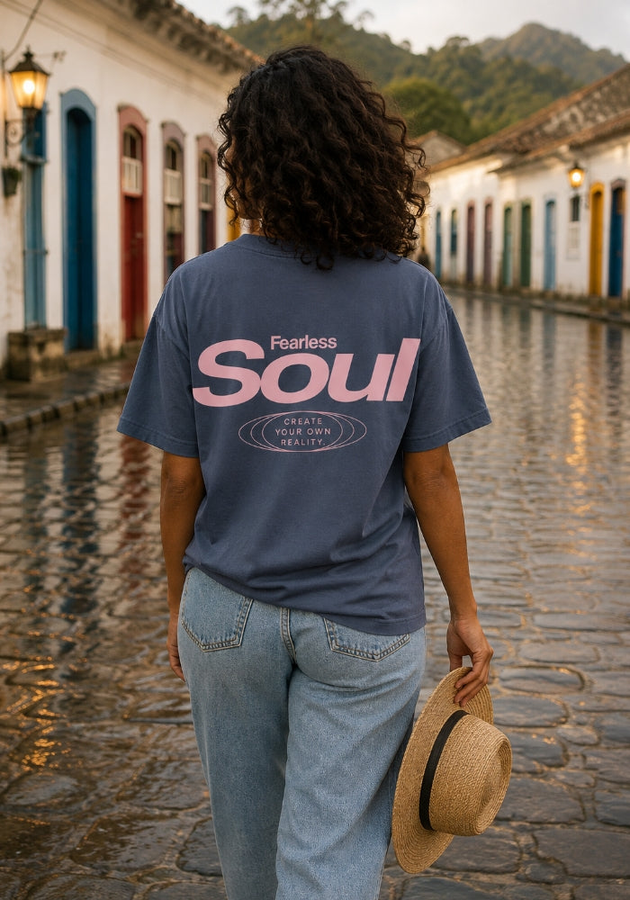 Fearless Soul (Create Your Own Reality) - Women's Heavyweight Tee - Light Pink Print