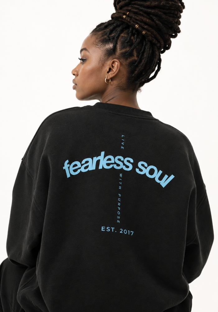 Fearless Soul (Live With Purpose) - Oversized Heavyweight Sweatshirt - Light Blue Print