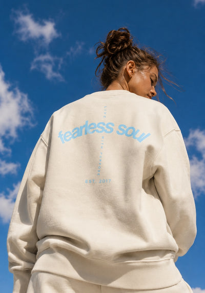 Fearless Soul (Live With Purpose) - Oversized Heavyweight Sweatshirt - Light Blue Print