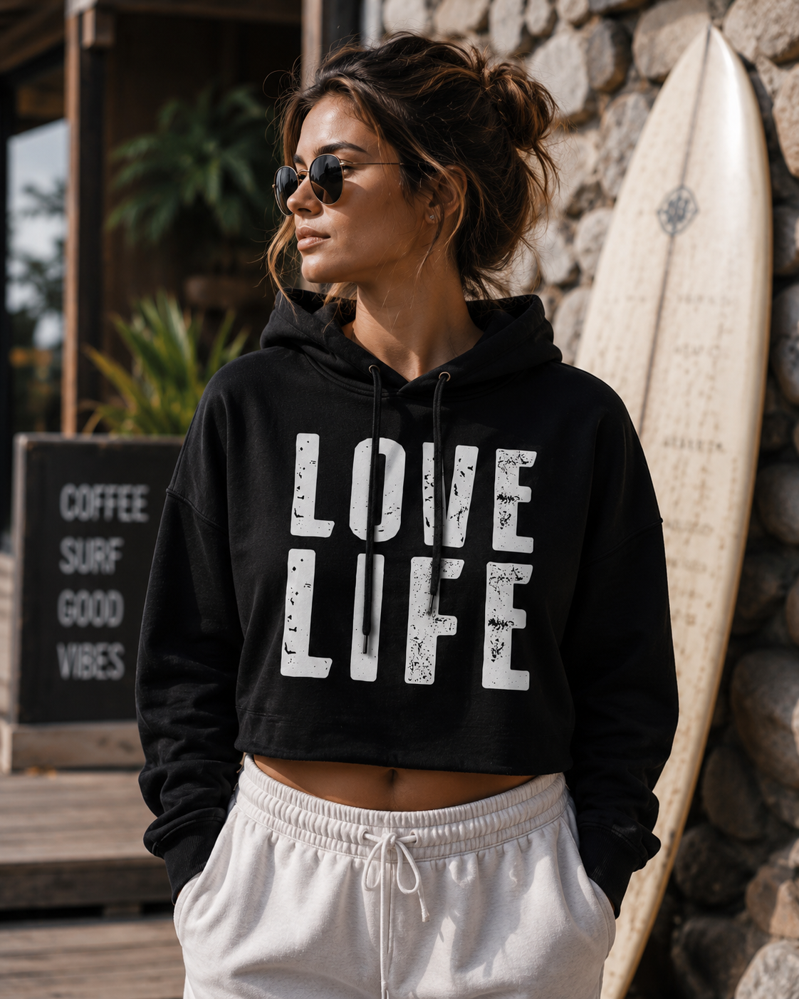 LOVE LIFE - Crop Hoodie