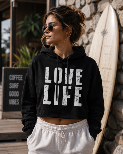 LOVE LIFE - Crop Hoodie