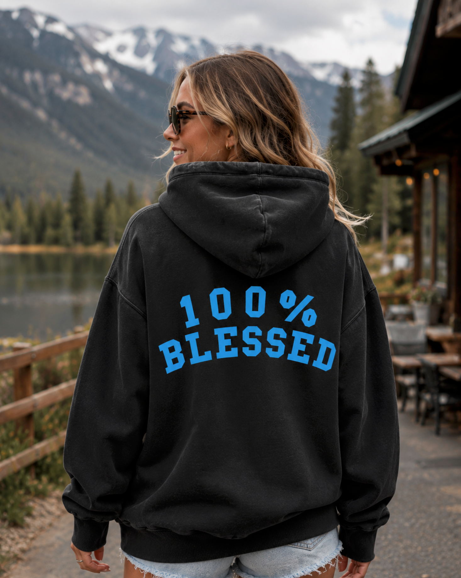 100% Blessed (Front & Back) Oversized heavyweight hoodie