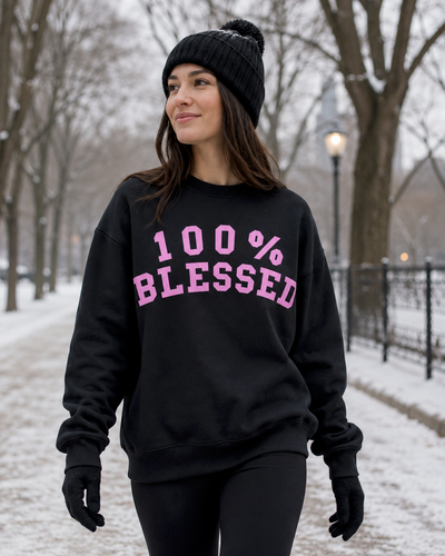 100% Blessed (Pink Print) Unisex Premium Sweatshirt