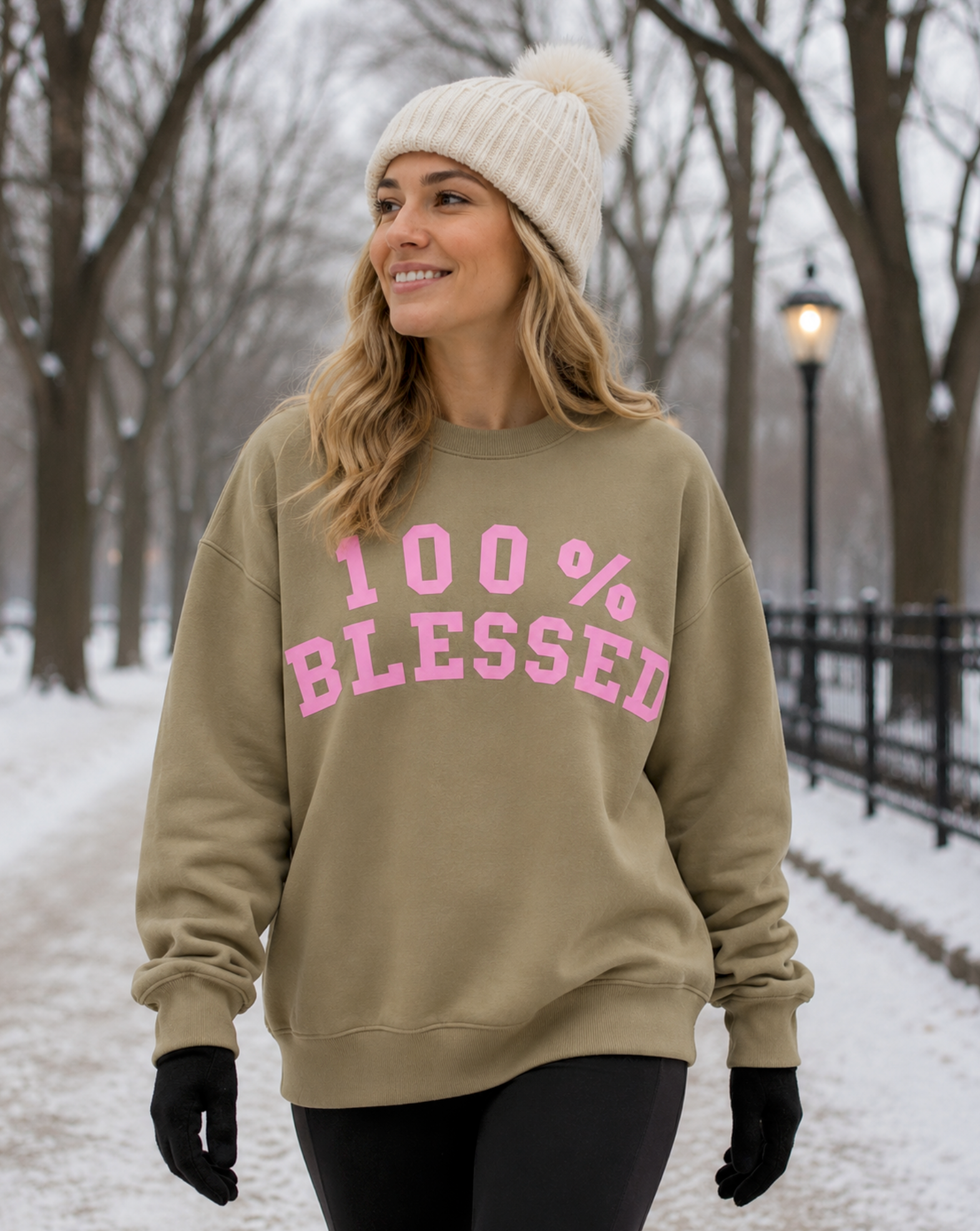 100% Blessed (Pink Print) Unisex Premium Sweatshirt
