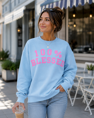 100% Blessed (Pink Print) Unisex Premium Sweatshirt