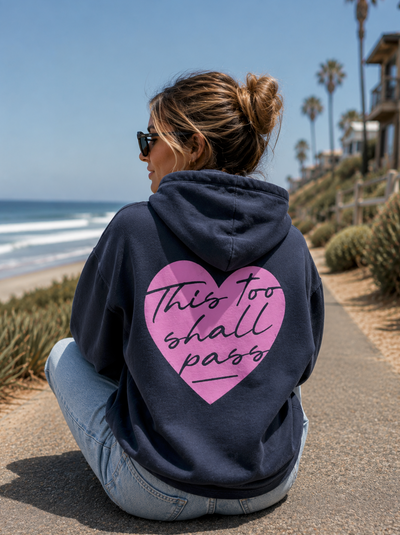 This Too Shall Pass - Oversized heavyweight hoodie - Pink Print