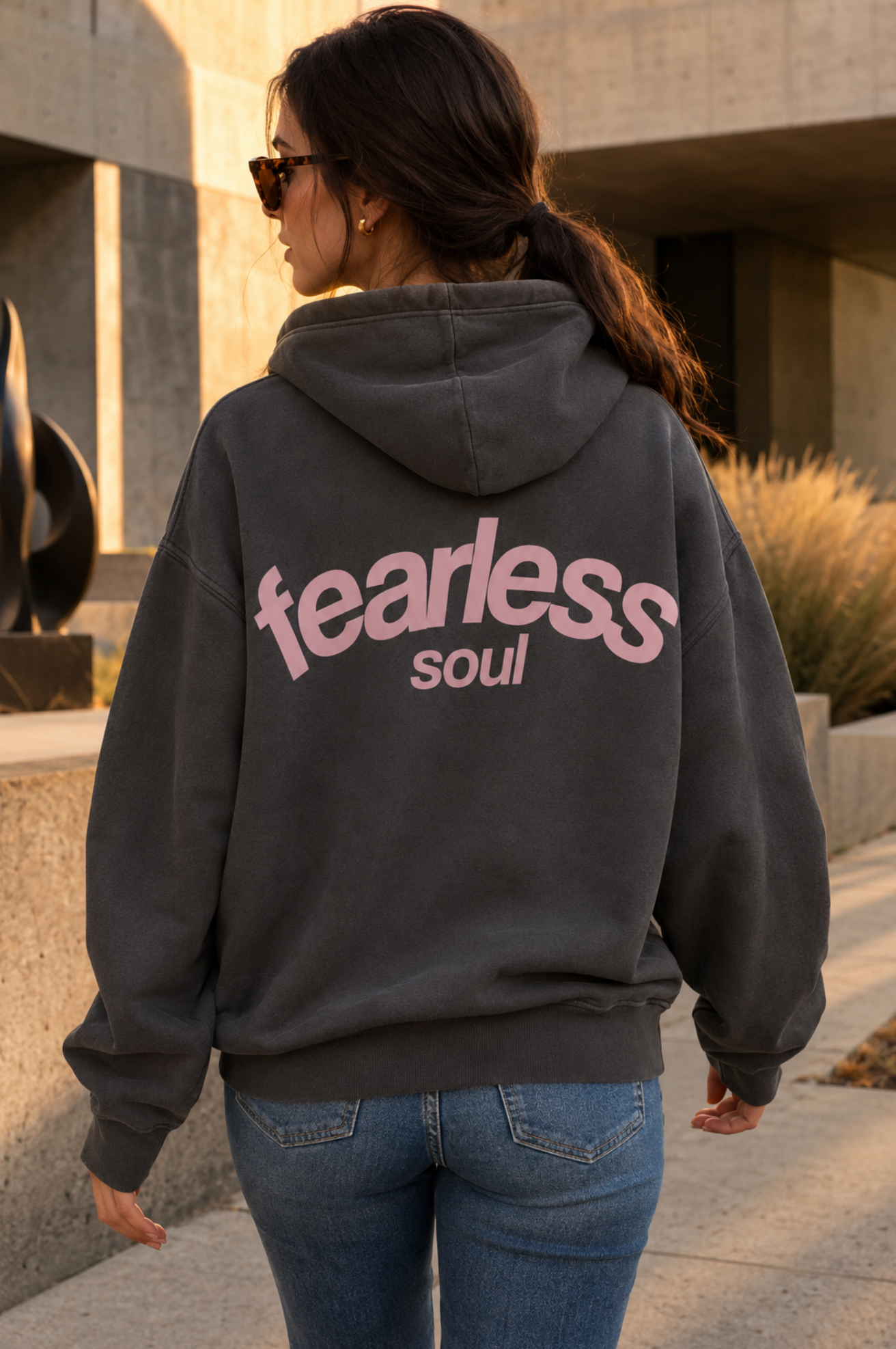 Fearless Soul No.5 - Oversized Heavyweight Hoodie - Pink Print