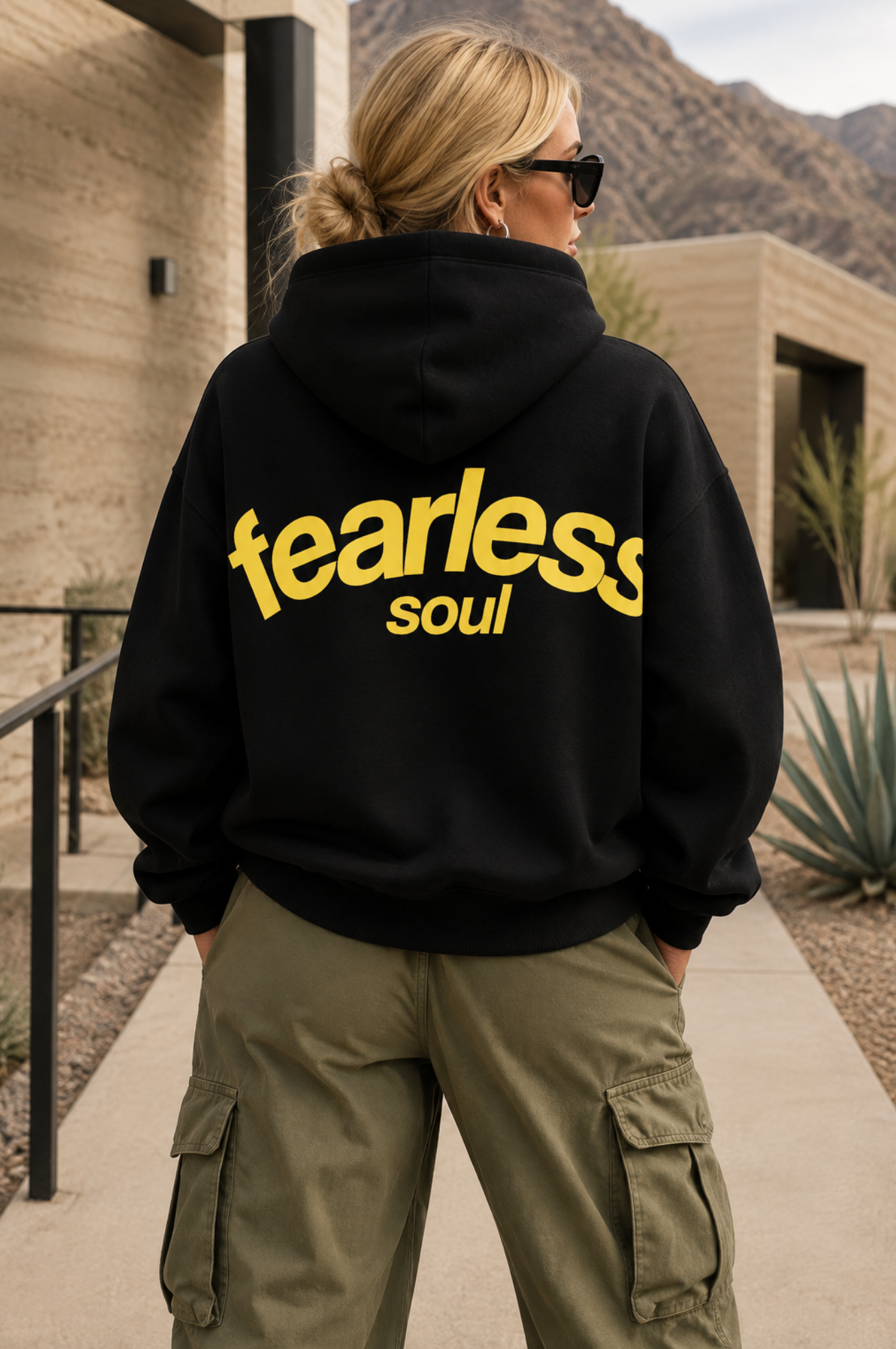 Fearless Soul No.5 - Oversized Heavyweight Hoodie - Yellow Print