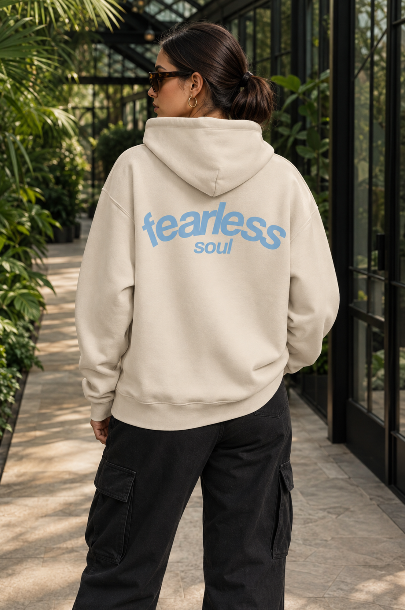 Fearless Soul No.5 - Oversized Heavyweight Hoodie - Blue Print Centre Front
