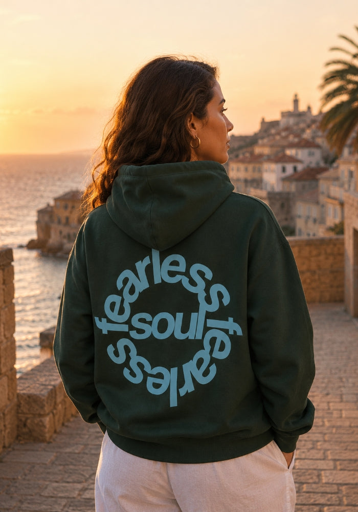 Fearless Soul No.2 - Oversized Heavyweight Hoodie - Blue Print