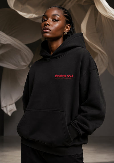 Fearless Soul 004 - Oversized Heavyweight Hoodie - Red Print