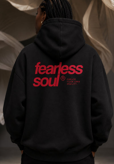 Fearless Soul 004 - Oversized Heavyweight Hoodie - Red Print