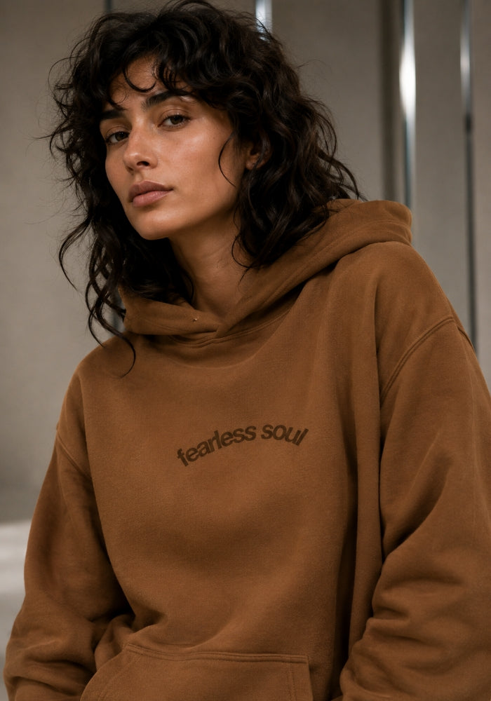 Fearless Soul (Live With Purpose) Oversized Heavyweight Hoodie - Chocolate Print