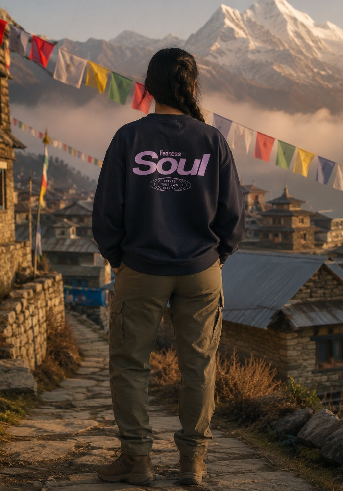 Fearless Soul (Create Your Own Reality) - Oversized Heavyweight Sweatshirt - Light Pink Print