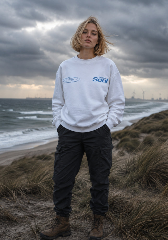 Fearless Soul (Create Your Own Reality) - Oversized Heavyweight Sweatshirt - Light Blue Print