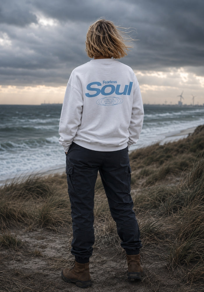 Fearless Soul (Create Your Own Reality) - Oversized Heavyweight Sweatshirt - Light Blue Print