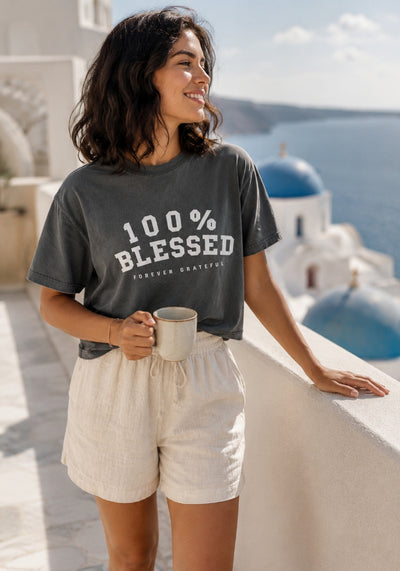 100% Blessed and Forever Grateful - Women’s heavyweight boxy tee