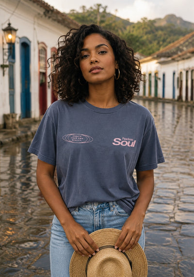 Fearless Soul (Create Your Own Reality) - Women's Heavyweight Tee - Light Pink Print