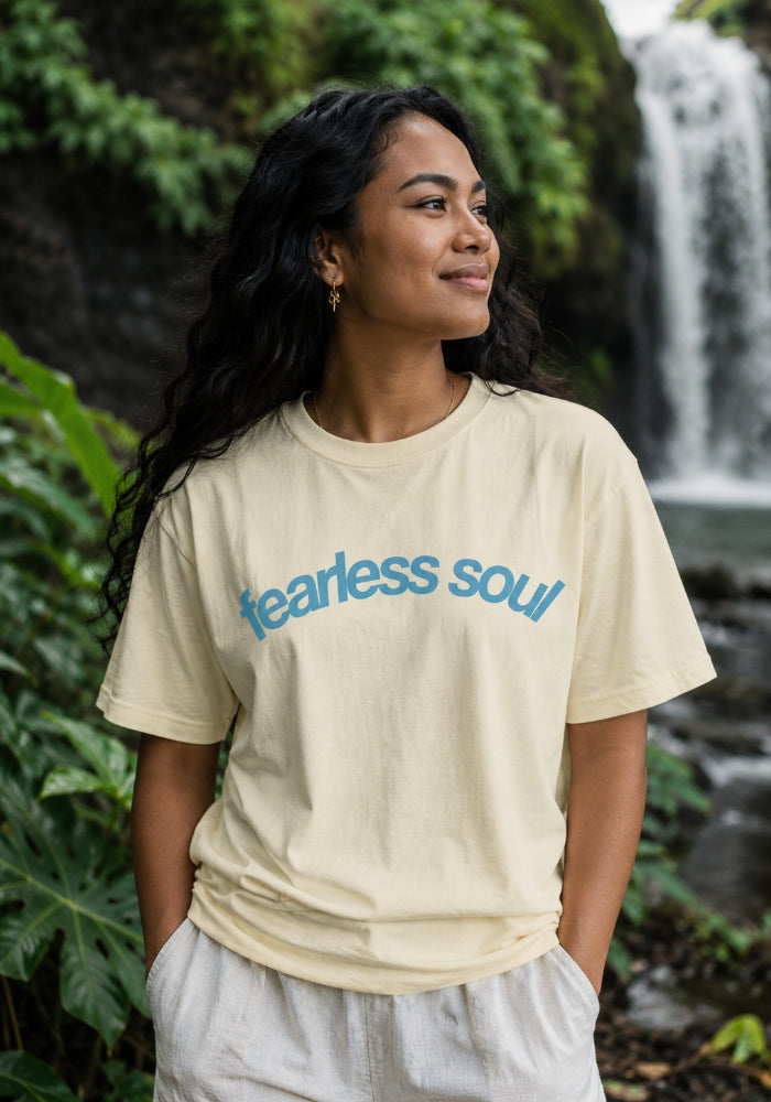 Fearless Soul (Live With Purpose) Women's Heavyweight Tee - Light Blue Print
