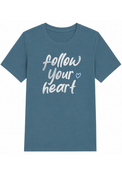 Follow Your Heart - Women's Relaxed T-Shirt - White Blue Print