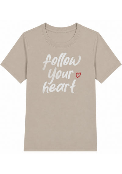Follow Your Heart - Women's Relaxed T-Shirt - White Red Print